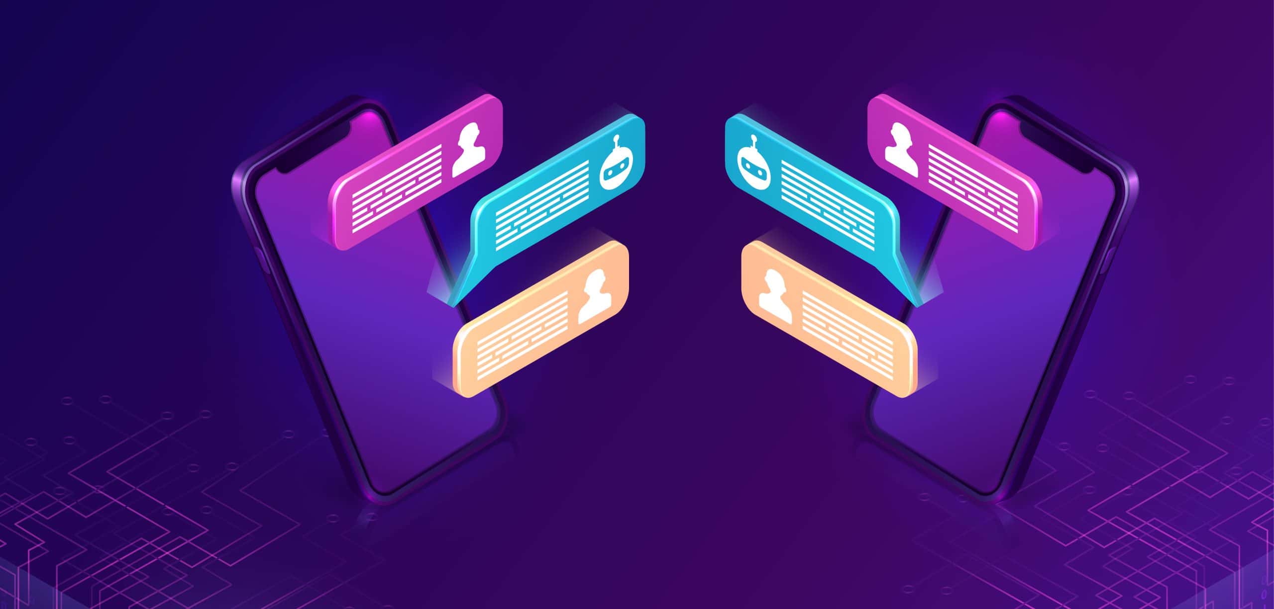 Chat bot or mobile chatting, isometric concept