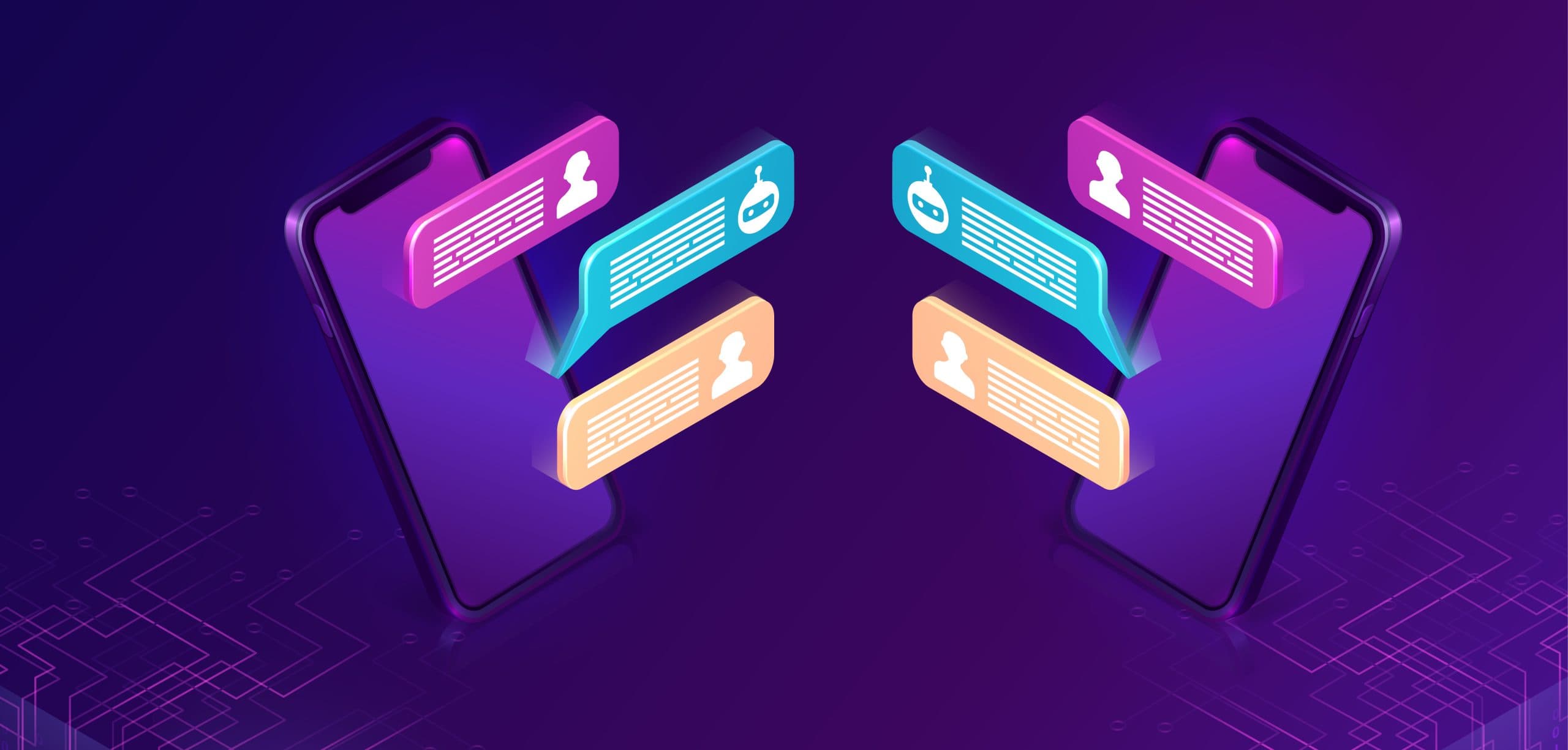 Chat bot or mobile chatting, isometric concept