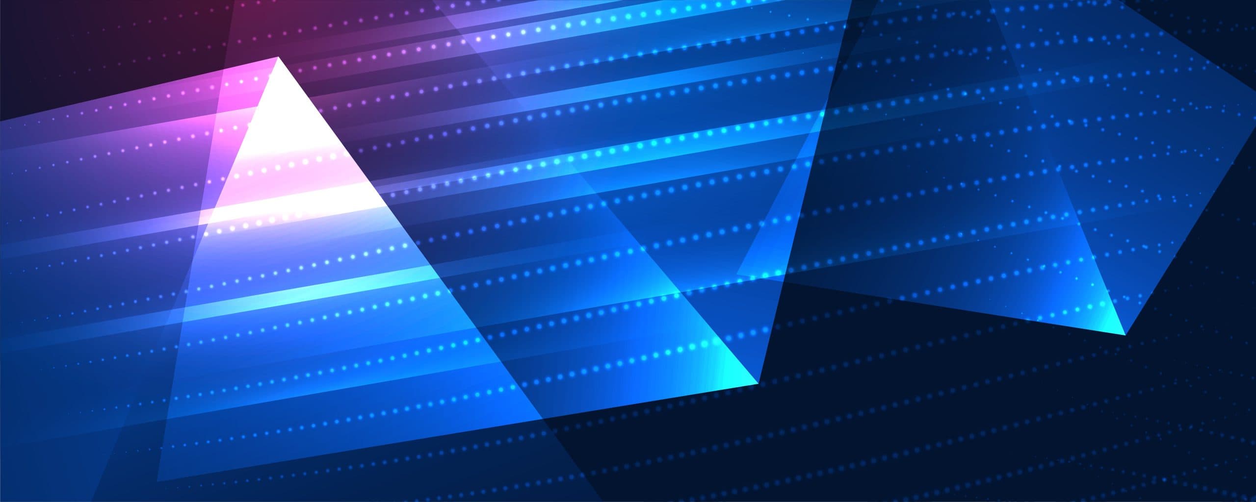 glowing technology style banner with triangle shapes