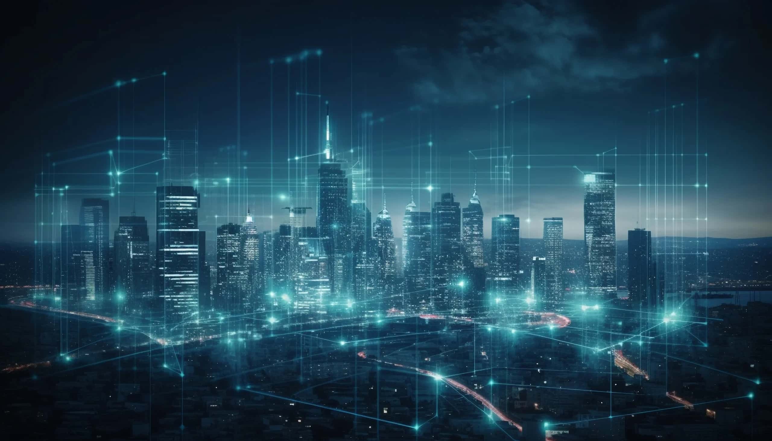 glowing-skyscrapers-illuminate-futuristic-cityscape-night-generated-by-ai